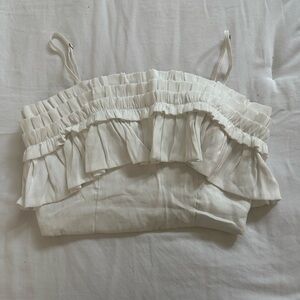 DO+BE White Ruffled Tank Top